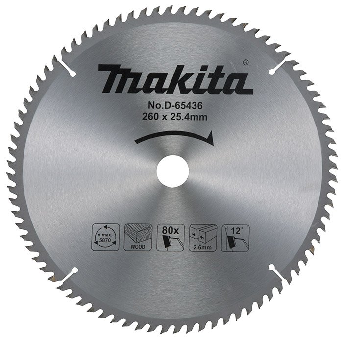 Lâmina De Serra 260MM X 25.4MM X 80T Makita -D-65436 -