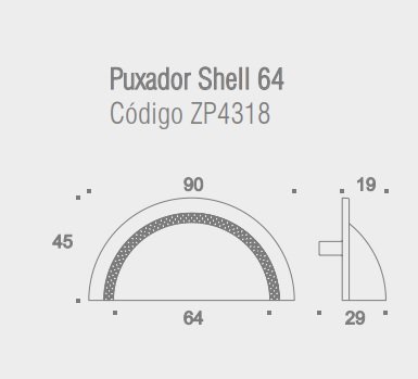 Puxador Shell 64mm Niquel Velho - ZP4318.889 - Zen 1 PADRÃO